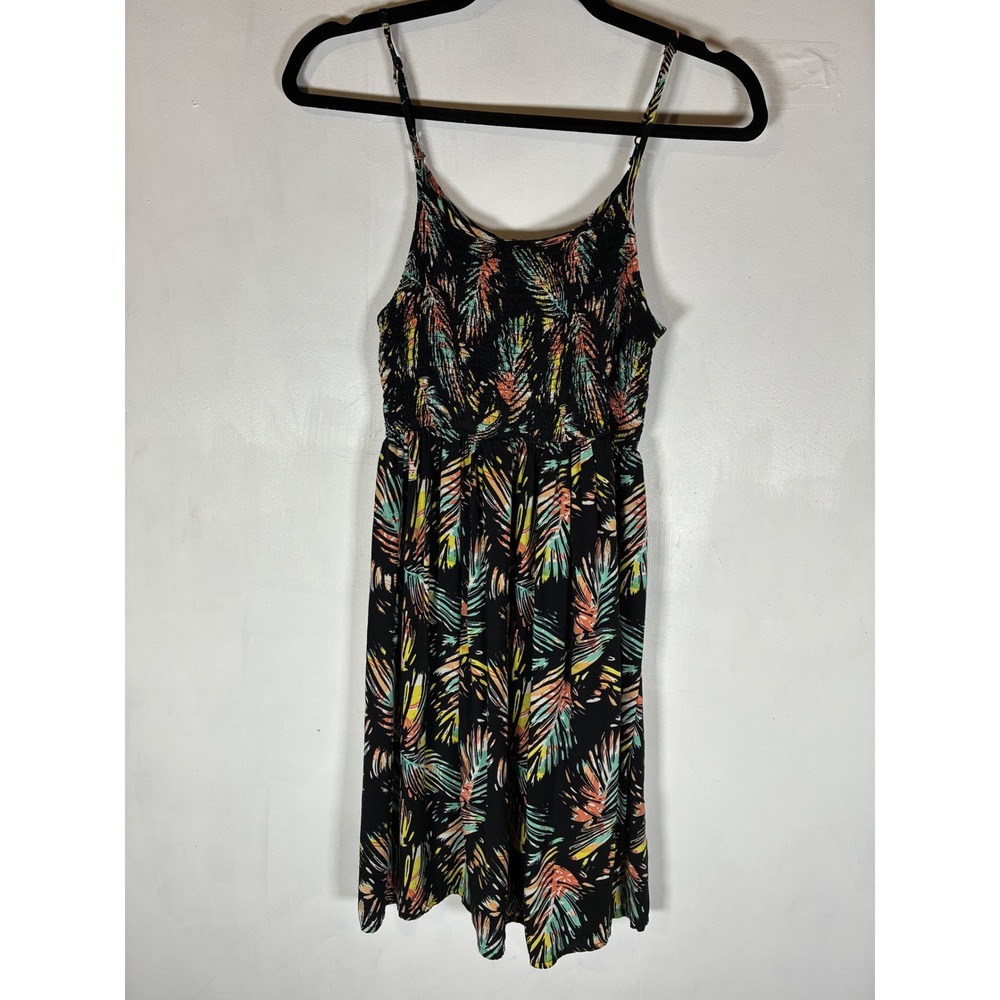 Mudd Juniors 16 Tropical Palm Smocked Knee Length Sundress Y2K Womens Large